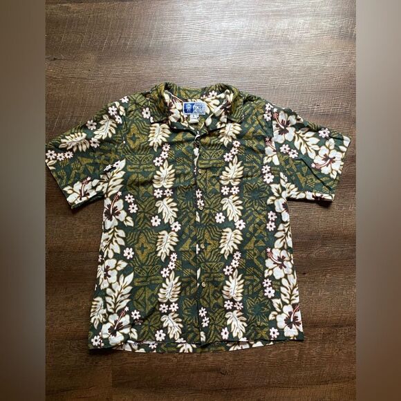 Styled by RJC Vintage authentic Hawaiian shirt mens sz L green luau vacation EUC - Picture 2 of 11